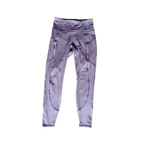 Athleta Rainier Tight Leggings Women Sm Purple High Rise Zip Pocket Fleece Lined